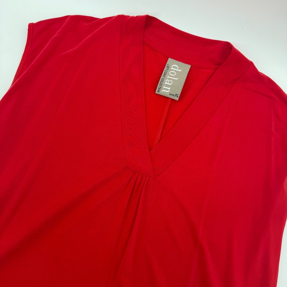 Dolan Left Coast Collection Red Sleeveless V Neck Ruched Pocket Womens Petite XS